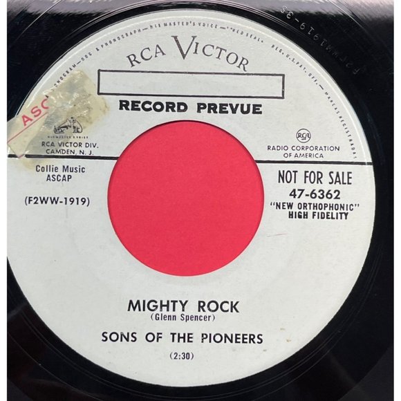 Sons of the Pioneers My Secret Wish / Mighty Rock 45 Country Promo RCA 47-6362 - Picture 2 of 4